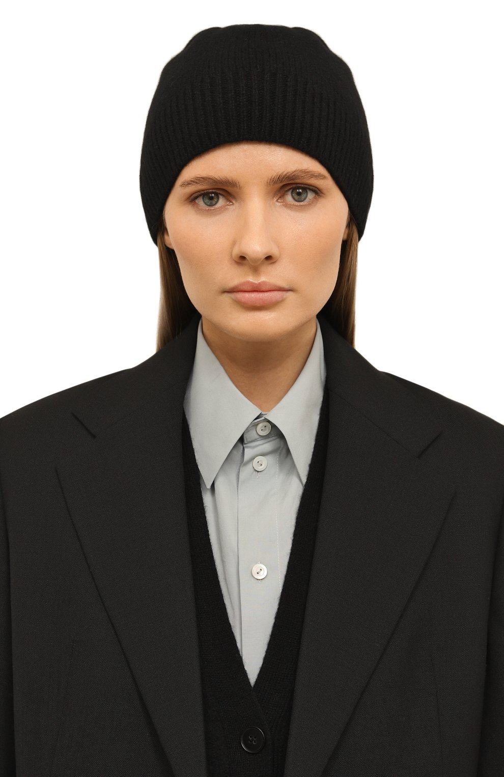 Женская кашемировая шапка JIL SANDER черного цвета, арт. J02TC0002/J13203 | Фото 2 (Материал: Текстиль, Кашемир, Шерсть; Материал сплава: Проставлено; Нос: Не проставлено)