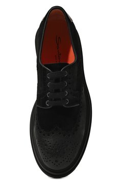 Мужские замшевые дерби SANTONI черного цвета, арт. MGMG17800JK4BWAX | Фото 6 (Мужское Кросс-КТ: Броги-обувь; Материал внутренний: Натуральная кожа; Материал сплава: Проставлено; Нос: Не проставлено; Стили: Классический; Материал внешний: Замша)