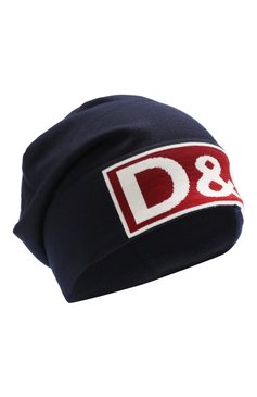 Мужская шерстяная шапка с логотипом бренда DOLCE & GABBANA синего цвета, арт. GX341T/JAVIB | Фото 1 (Материал: Текстиль, Шерсть; Кросс-КТ: Трикотаж; Статус проверки: Проверено, Проверена категория)