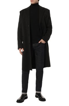 Мужской свитер из шерсти и хлопка EMPORIO ARMANI черного цвета, арт. 3R1MX1/1MDRZ | Фото 2 (Материал внешний: Шерсть, Хлопок; Рукава: Длинные; Принт: Без принта; Длина (для топов): Стандартные; Материал сплава: Проставлено; Мужское Кросс-КТ: Свитер-одежда; Драгоценные камни: Проставлено; Стили: Кэжуэл)