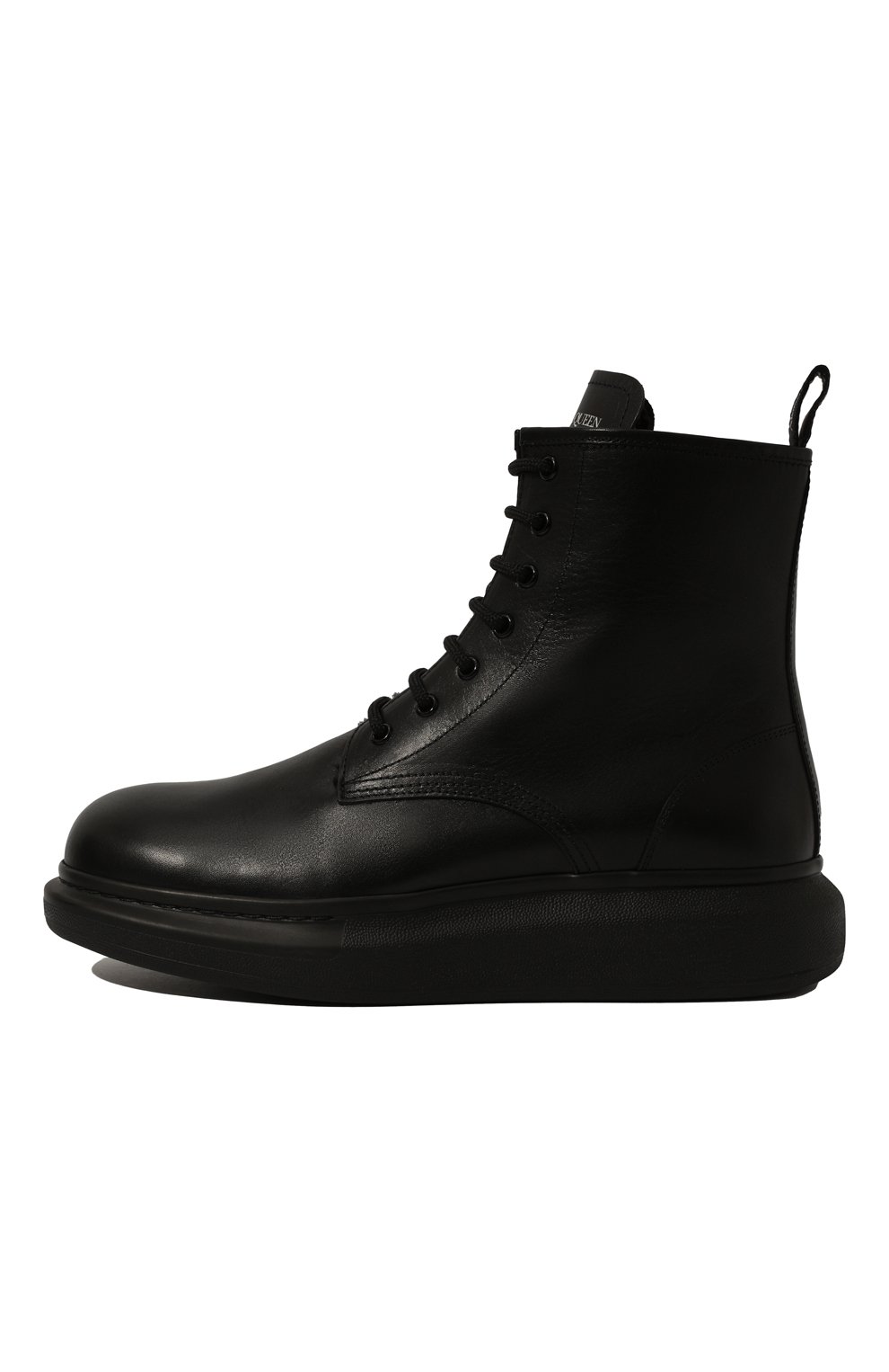 Мужские кожаные ботинки ALEXANDER MCQUEEN черного цвета, арт. 604235/WHXE2 | Фото 4 (Материал утеплителя: Натуральный мех; Мужское Кросс-КТ: Ботинки-обувь, Байкеры-обувь, зимние ботинки; Материал внутренний: Натуральная кожа; Подошва: Массивная; Статус проверки: Проверена категория)