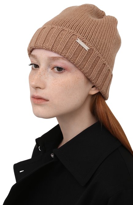 Женская кашемировая шапка MOORER коричневого цвета, арт. VETTA-CWS/M0DMA100023-TEPA177 | Фото 2 (Материал: Кашемир, Шерсть, Текстиль)
