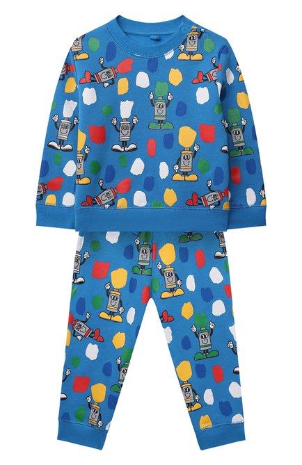 Детский комплект из свитшота и брюк STELLA MCCARTNEY голубого цвета, арт. 603566/SRJ72 | Фото 1 (Материал внешний: Хлопок; Рукава: Длинные; Кросс-КТ НВ: Костюм)