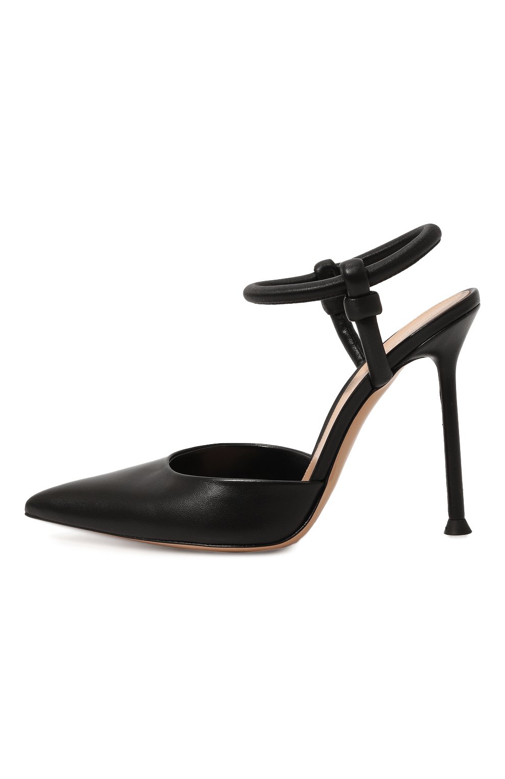 Ж енские кожаные туфли juno d'orsay  GIANVITO ROSSI черного цвета, арт. G95438.15RIC.NAPNER0 | Фото 4 (Каблук высота: Высокий; Каблук тип: Шпилька; Подошва: Плоская; Драгоценные камни: Проставлено)