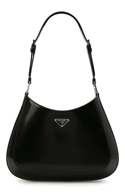 Женская сумка cleo PRADA черного цвета, арт. 1BC156-ZO6-F0002-HOO | Фото 1 (Ремень/цепочка: На ремешке; Материал: Натуральная кожа; Сумки-технические: Сумки top-handle; Размер: medium)