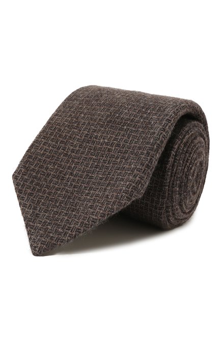 Мужской кашемировый галстук KITON коричневого цвета, арт. UCRVKLC03H69 | Фото 1 (Материал: Текстиль, Шерсть, Кашемир; Принт: Без принта)
