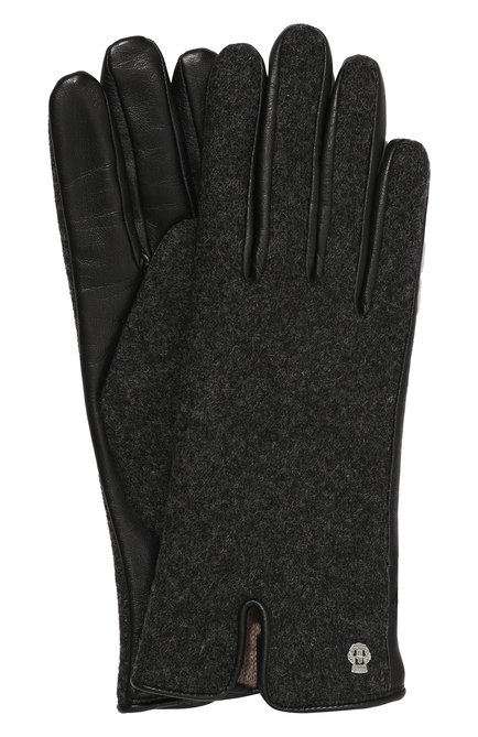 Женские кожаные перчатки ROECKL хаки цвета, арт. 13011-243 | Фото 1 (Материал сплава: Проставлено; Материал: Натуральная кожа; Нос: Не проставлено)