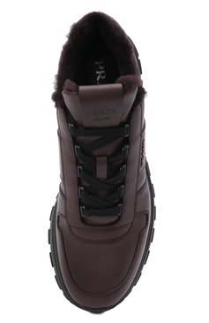 Мужские кожаные кроссовки prax 01 PRADA коричневого цвета, арт. 4E3579-3LEN-F0038-A000 | Фото 6 (Материал утеплителя: Натуральный мех; Стили: Классический; Подошва: Массивная)