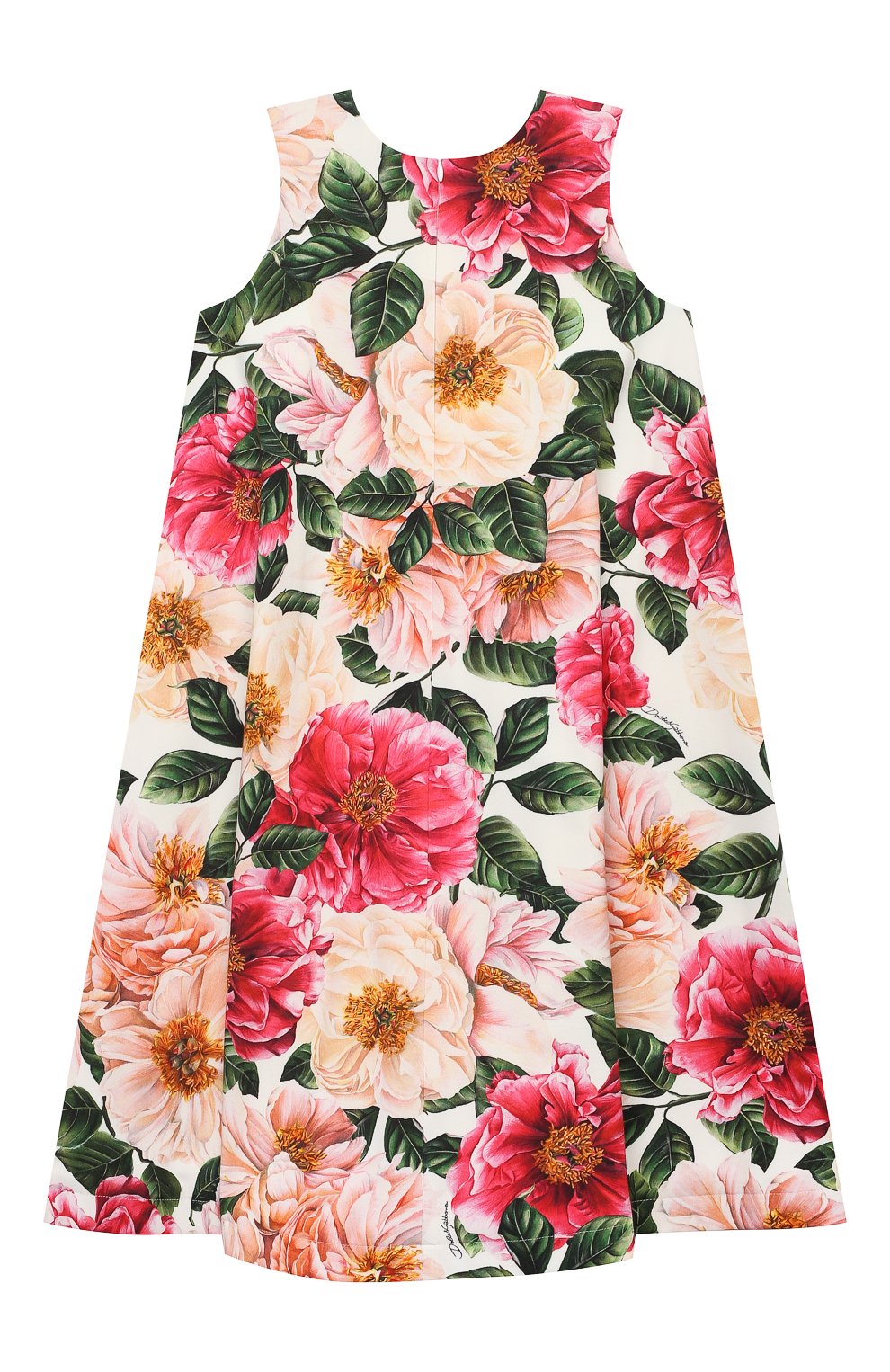 Детское хлопковое платье DOLCE & GABBANA разноцветного цвета, арт. L5JDZ0/FSGUD/8-14 | Фото 2 (Рукава: Короткие; Случай: Повседневный; Региональные ограничения белый список (Axapta Mercury): RU; Материал сплава: Проставлено; Материал внешний: Хлопок; Девочки Кросс-КТ: Платье-одежда; Драгоценные камни: Проставлено; Материал подклада: Хлопок; Ростовка одежда: 10 - 11 лет | 140 - 146см, 12 лет | 152 см, 8 лет | 128 см)