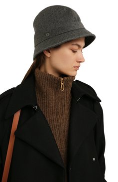 Женская кашемировая шляпа LORO PIANA темно-серого цвета, арт. FAL2348 | Фото 2 (Материал: Текстиль, Кашемир, Шерсть)