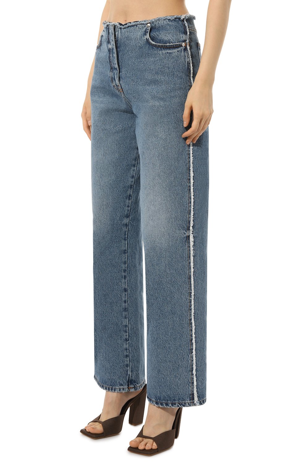 Женские джинсы MSGM голубого цвета, арт. 3441MDP42L 237295 | Фото 3 (Силуэт Ж (брюки и джинсы): Широкие; Длина (брюки, джинсы): Стандартные; Материал сплава: Проставлено; Материал внешний: Хлопок; Драгоценные камни: Проставлено)