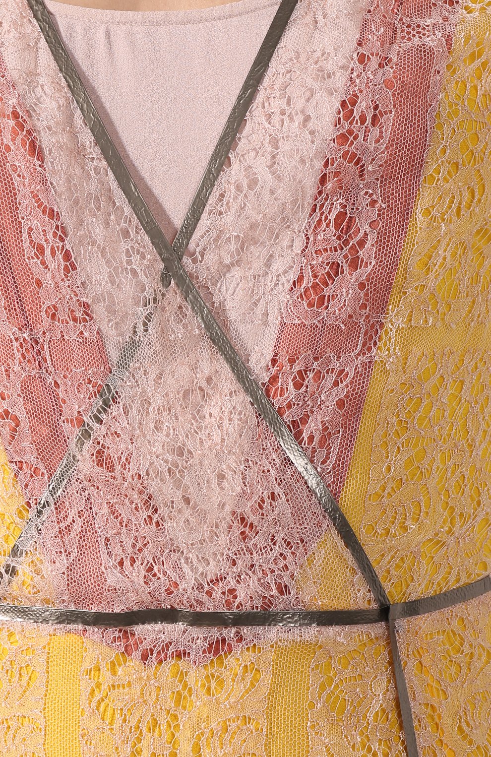 фото Приталенное платье-миди с кружевной отделкой bottega veneta