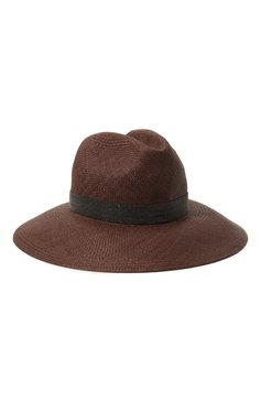 Женская шляпа BRUNELLO CUCINELLI коричневого цвета, арт. MCAP9B1060 | Фото 3 (Материал сплава: Проставлено; Нос: Не проставлено; Материал: Растительное волокно)