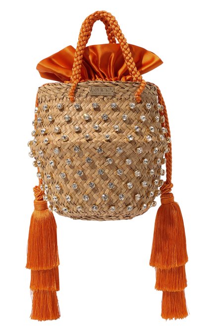 Женская сумка carol small LE NINE оранжевого цвета, арт. CRS2-00030-228/30/C0TT0N/SATIN | Фото 1 (Размер: small; Ремень/цепочка: На ремешке; Материал: Растительное волокно; Сумки-технические: Сумки top-handle)