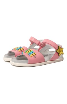 Детские кожаные сандалии MOSCHINO розового цвета, арт. 74415/36-40 | Фото 1 (Материал внутренний: Натуральная кожа)