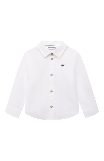 Детский хлопковая рубашка EMPORIO ARMANI белого цвета, арт. 8NHC01/4NGDZ | Фото 1