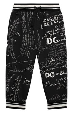 Детские хлопковые джоггеры DOLCE & GABBANA черно-белого цвета, арт. L4JPBQ/G7XBS/2-6 | Фото 1 (Региональные ограничения белый список (Axapta Mercury): RU; Материал внешний: Хлопок; Мальчики Кросс-КТ: Джоггеры-одежда, Брюки-одежда; Ростовка одежда: 2 года | 92 см, 3 года | 98 см, 4 года | 104 см, 5 лет | 110 см, 6 лет | 116 см)