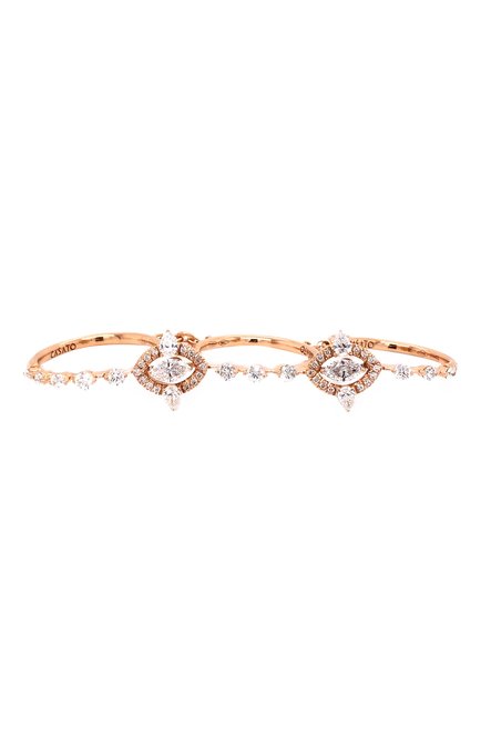Женские кольцо на три пальца CASATO бесцветного цвета, арт. MX1307BT-P | Фото 1 (Материал сплава: Розовое золото; Драгоценные камни: Бриллианты)