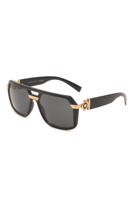 Мужские солнцезащитные очки VERSACE черного цвета, арт. 4399-GB1/87 | Фото 1 (Кросс-КТ: С/з-мужское; Материал: Пластик; Оптика Гендер: оптика-мужское; Очки форма: Авиаторы)