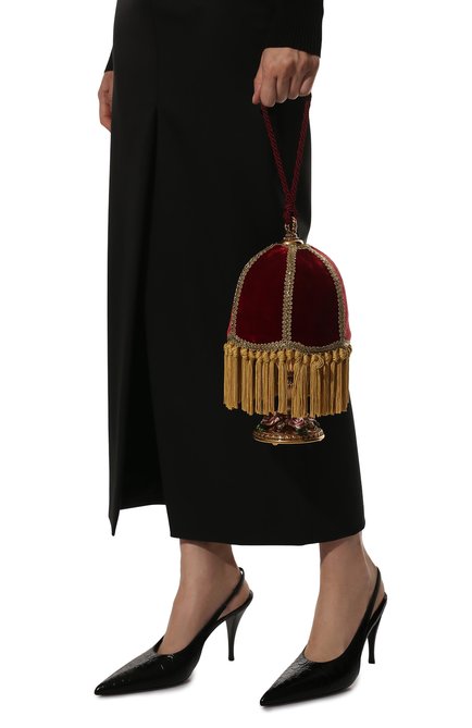 Женский сумка lampadario DOLCE & GABBANA бордового цвета, арт. BB6576/AS975 | Фото 2 (Материал: Текстиль; Разме�р: small)