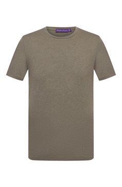 Мужская хлопковая футболка RALPH LAUREN хаки цвета, арт. 790508153 | Фото 1 (Принт: Без принта; Рукава: Короткие; Длина (для топов): Стандартные; Материал внешний: Хлопок; Стили: Кэжуэл)