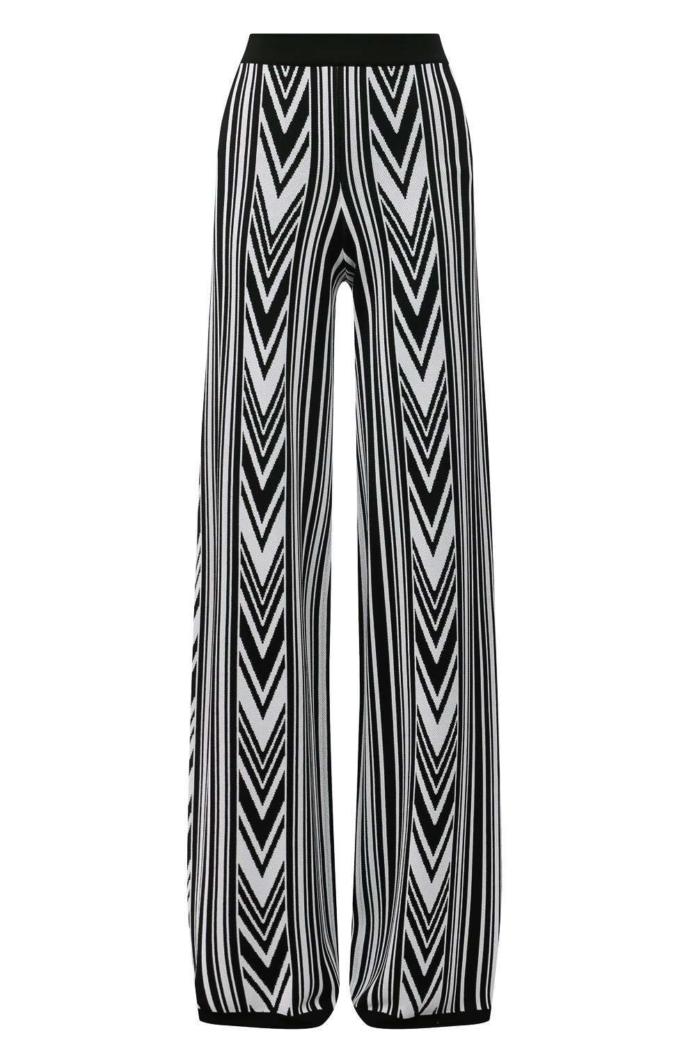 Женские брюки из вискозы BALMAIN черно-белого цвета, арт. XF1PQ035/KB33 | Фото 1 (Длина (брюки, джинсы): Удлиненные; Силуэт Ж (брюки и джинсы): Широкие; Стили: Гламурный; Женское Кросс-КТ: Брюки-одежда; Кросс-КТ: Трикотаж; Материал внешний: Вискоза)