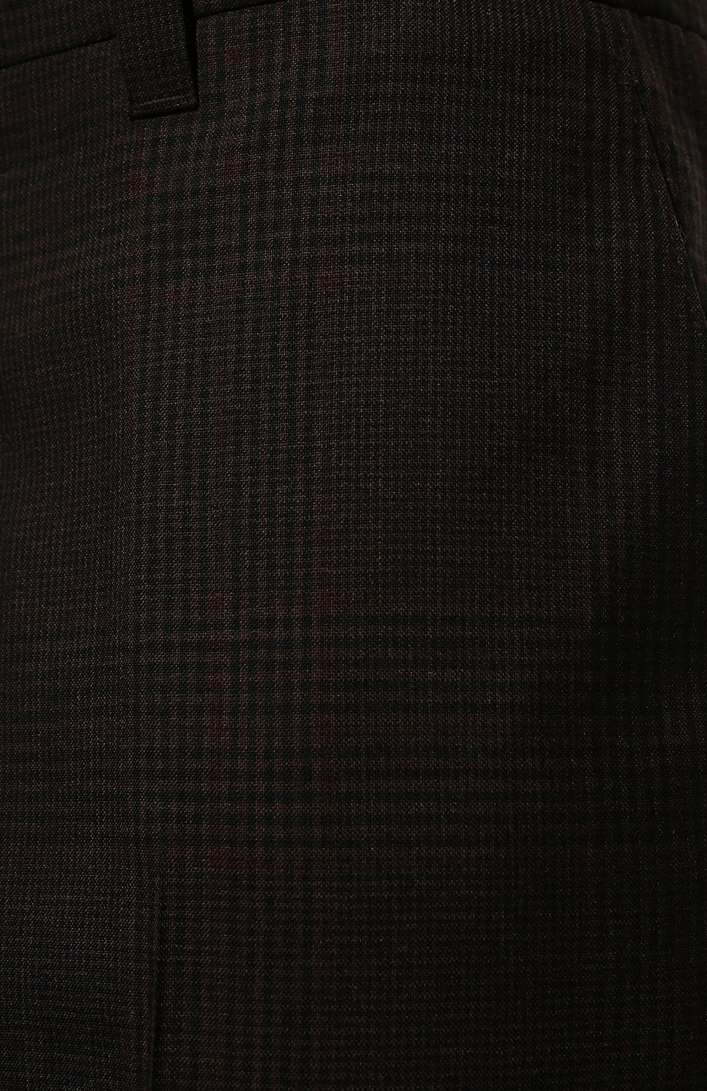 Мужские шерстяные брюки PRADA темно-коричневого цвета, арт. UP0178-10EB-F0192-221 | Фото 5 (Материал внешний: Шерсть; Длина (брюки, джинсы): Стандартные; Сти ли: Классический; Случай: Формальный)