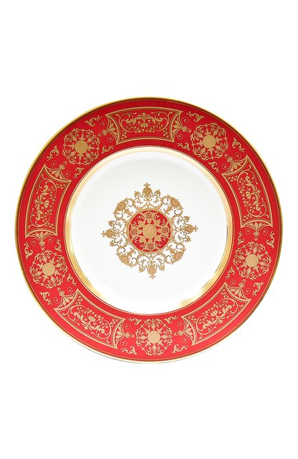 Сервировочная тарелка aux rois rouge BERNARDAUD красного цвета, арт. G653/6189 | Фото 1 (Интерьер: Интерьер; Интерьер_коллекция: Aux Rois Rouge; Ограничения доставки: fragile-2)