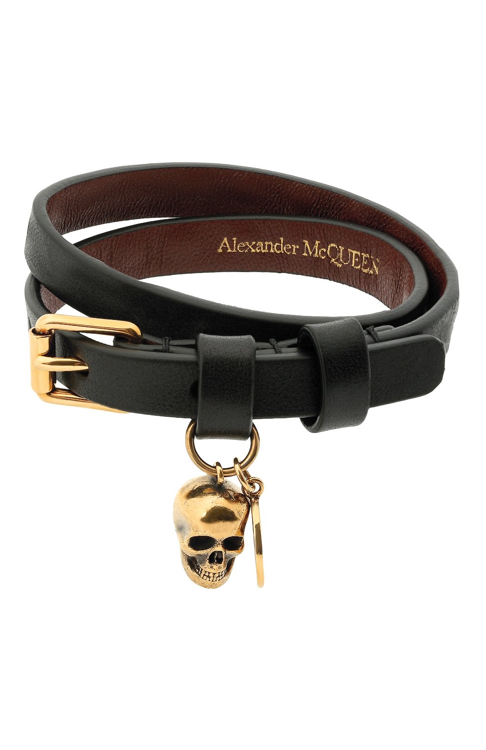 Мужской кожаный браслет ALEXANDER MCQUEEN черного цвета, арт. 554466/CQE0G | Фото 1 (Региональные ограничения белый  список (Axapta Mercury): Не проставлено; Материал: Натуральная кожа; Нос: Не проставлено)