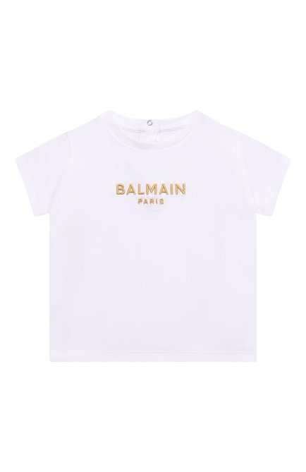 Детский хлопковая футболка BALMAIN белого цвета, арт. BS8051 | Фото 1 (Нос: Не проставлено; Материал внешний: Хлопок; Материал сплава: Проставлено)