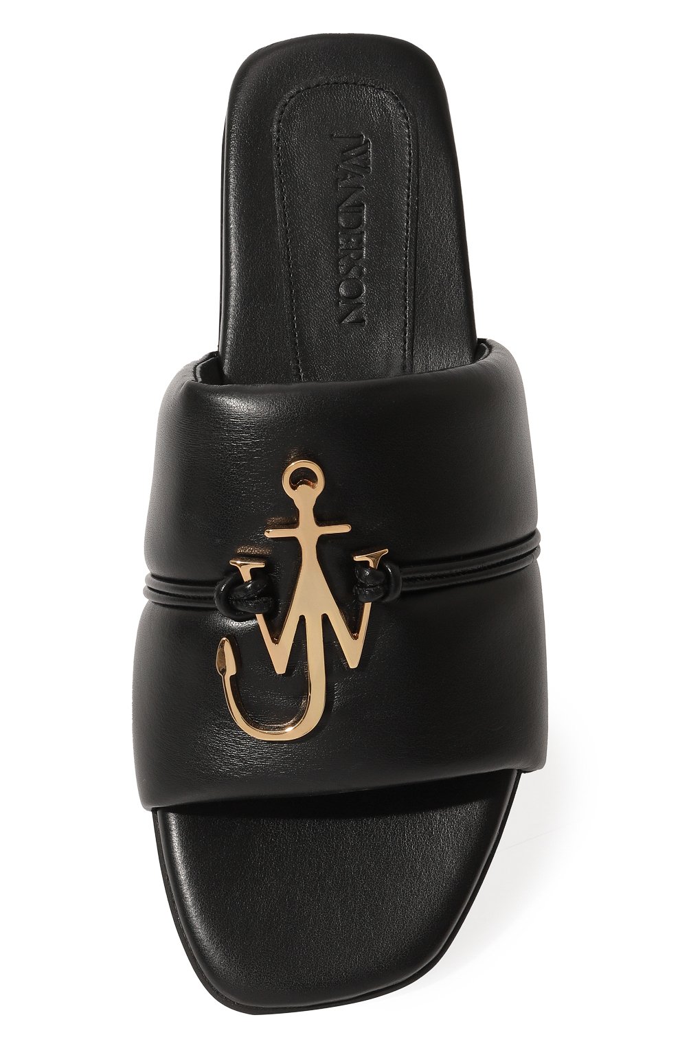 Женские кожаные шлепанцы anchor JW ANDERSON черного цвета, арт. ANW39026A 16140 | Фото 6 (Каблук высота: Низкий; Материал внутренний: Натуральная кожа; Материал сплава: Проставлено; Нос: Не проставлено; Подошва: Плоская; Драгоценные камни: Проставлено)