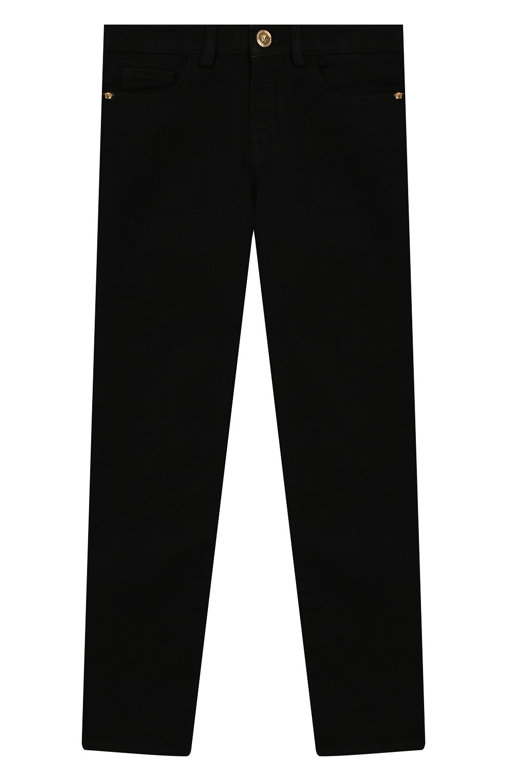 Детские джинсы VERSACE черного цвета, арт. YD000066/YA00082/8A-14A | Фото 1 (Материал внешний: Синтетический материал, Хлопок, Полиэстер; Статус проверки: Проверено, Проверена категория)