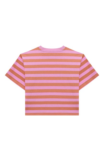 Детская укороченная футболка STELLA MCCARTNEY разноцветного цвета, арт. TU8A21 | Фото 2 (Драгоценные камни: Проставлено; Материал сплава: Проставлено; Рукава: Короткие; Материал внешний: Хлопок)