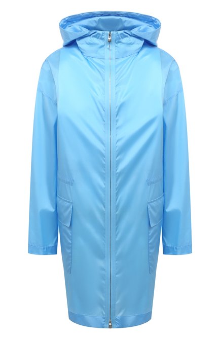 Женская шелковая парка LORO PIANA голубого цвета, арт. FAM0994 | Фото 1 (Длина (верхняя одежда): До середины бедра; Материал внешний: Шелк; Рукава: Длинные; Стили: Спорт-шик; Кросс-КТ: Куртка)