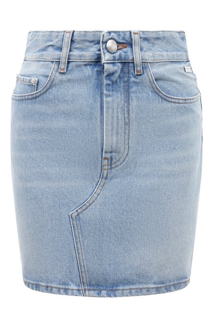 Женская джинсовая юбка GCDS светло-голубого цвета, арт. FW23W620219 | Фото 1 (Материал сплава: Проставлено; Материал внешний: Хлопок; Длина Ж (юбки, платья, шорты): Мини; Драгоценные камни: Проставлено)