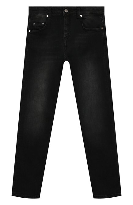 Детские джинсы NEIL BARRETT KIDS черного цвета, арт. 032180 | Фото 1 (Материал внешний: Хлопок; Детали: Потертости)