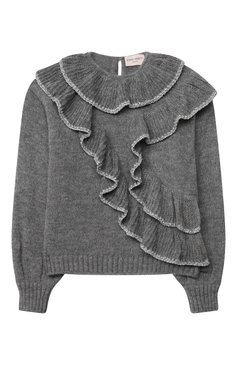 Детский пуловер ALBERTA FERRETTI JUNIOR серого цвета, арт. 025402 | Фото 1 (Девочки Кросс-КТ: Пуловер-одежда; Рукава: Короткие; Материал внешний: Синтетический материал; Материал сплава: Проставлено; Драгоценные камни: Проставлено; Ростовка одежда: 10 - 11 лет | 140 - 146см, 12 лет | 152 см, 13 - 15 лет | 158 см, 8 лет | 128 см)