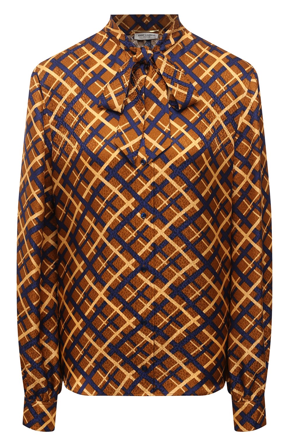 Блузы Saint Laurent, Шелковая блузка Saint Laurent, Италия, Коричневый, Шелк: 100%;, 12236347  - купить