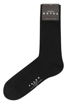 Мужские носки из шерсти и хлопка FALKE черного цвета, арт. 14435. | Фото 1 (Материал внешний: Шерсть; Кросс-КТ: бельё; Материал сплава: Проставлено; Нос: Не проставлено)