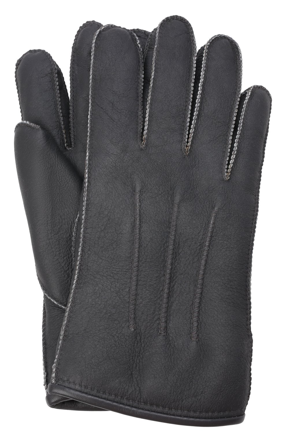 Мужские кожаные перчатки PARAJUMPERS серого цвета, арт. GL11/SHEARLING GL0VES | Фото 1 (Кросс-КТ: Пуховик; Мужское Кросс-КТ: Кожа и замша; Материал: Натуральный мех)