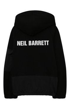 Детский хлопковая толстовка NEIL BARRETT KIDS черного цвета, арт. 032241 | Фото 2 (Рукава: Длинные; Мальчики Кросс-КТ: Толстовка-одежда; Региональные ограничения белый список (Axapta Mercury): Не проставлено; Материал сплава: Проставлено; Нос: Не проставлено; Материал внешний: Хлопок; Драгоценные камни: Проставлено)