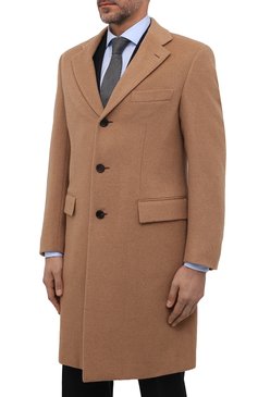 Мужской шерстяное пальто BRIONI бежевого цвета, арт. R07N0N/07333 | Фото 3 (Материал внешний: Шерсть; Рукава: Длинные; Длина (верхняя одежда): До колена; Материал сплава: Проставлено; Драгоценные камни: Проставлено; Мужское Кросс-КТ: пальто-верхняя одежда; Материал подклада: Купро; Стили: Кэжуэл)
