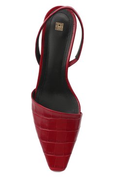Женские кожаные туфли TOTEME красного цвета, арт. 221-976-835 | Фото 6 (Каблук высота: Низкий; Материал внутренний: Натуральная кожа; Материал сплава: Проставлено; Подошва: Плоская; Каблук тип: Kitten heel; Драгоценные камни: Проставлено)