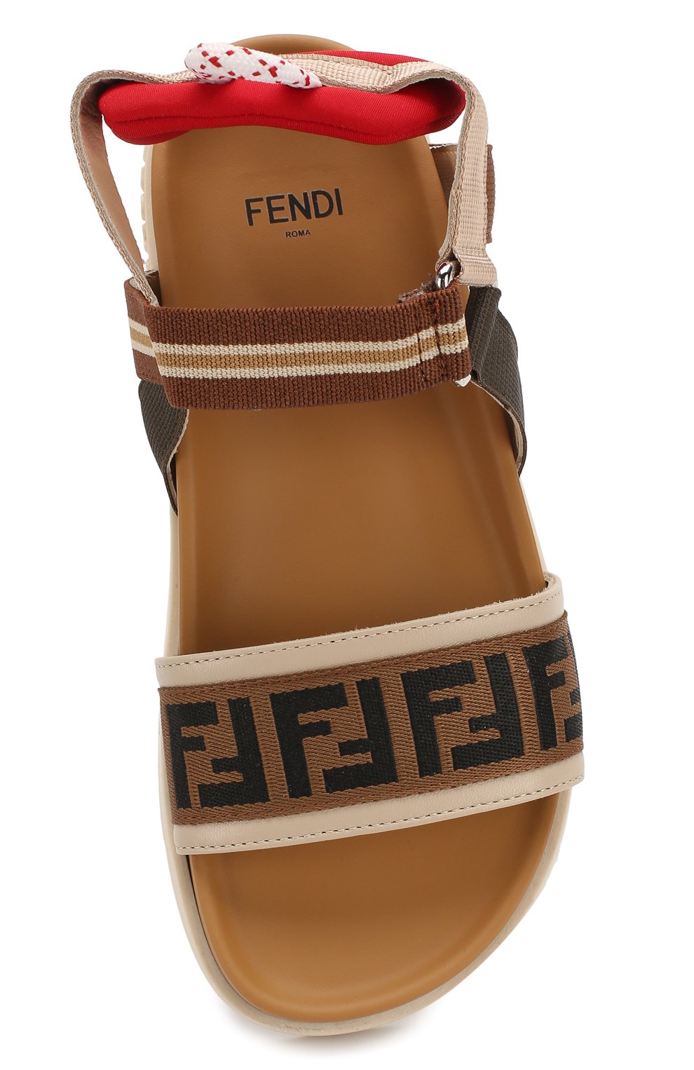 Мужского текстильные сандалии FENDI бежевого цвета, арт. JMR315/AAE6/32-39 | Фото 4