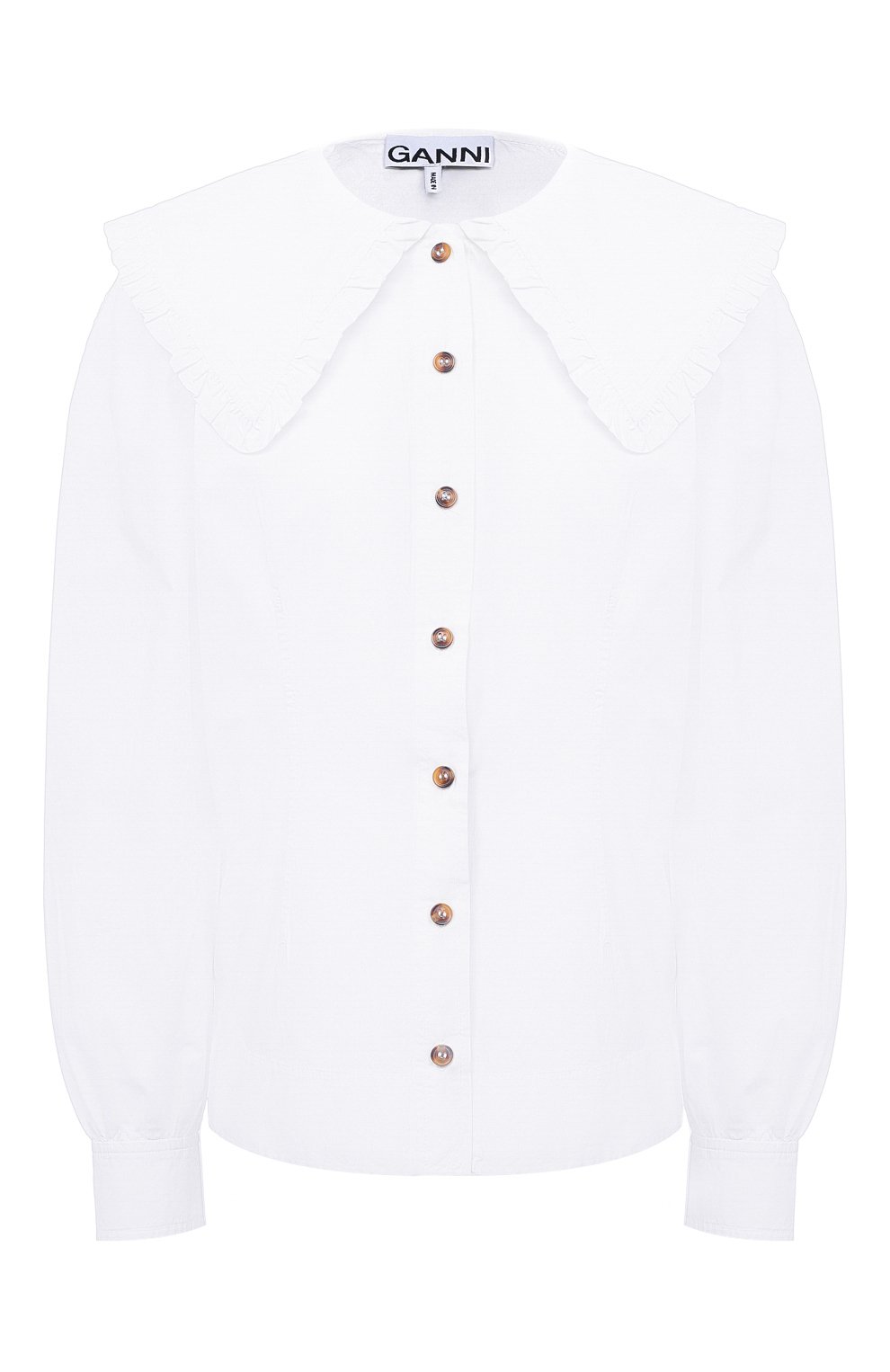 Хлопковая блузка Ganni Белый F5500 5535692