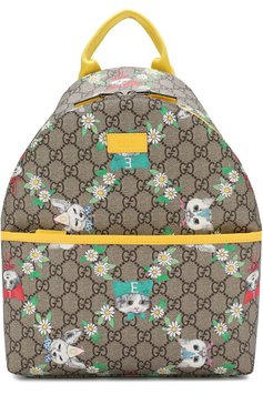 Детская рюкзак с принтом GUCCI бежевого цвета, арт. 271327/9KQDN | Фото 1 (Материал: Экокожа; Статус проверки: Проверена категория)