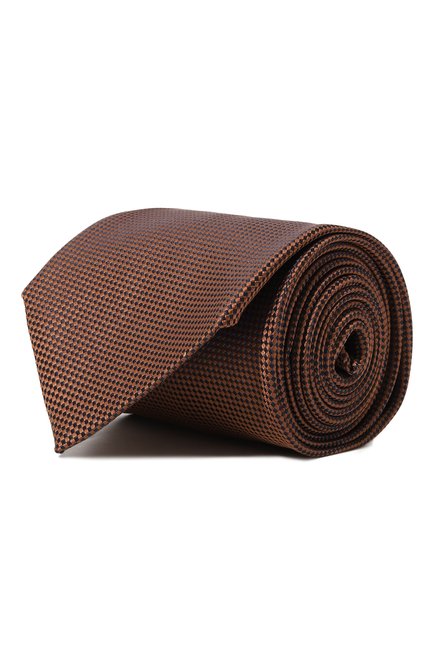 Мужской шелковый галстук STEFANO RICCI коричневого цвета, арт. CCX/50019 | Фото 1 (Принт: Без принта; Материал: Шелк, Текстиль; Нос: Не проставлено)