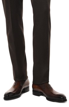 Мужские кожаные оксфорды SANTONI коричневого цвета, арт. MLCGPELAGEB1HSC2 | Фото 3 (Материал внутренний: Натуральная кожа; Стили: Классический)