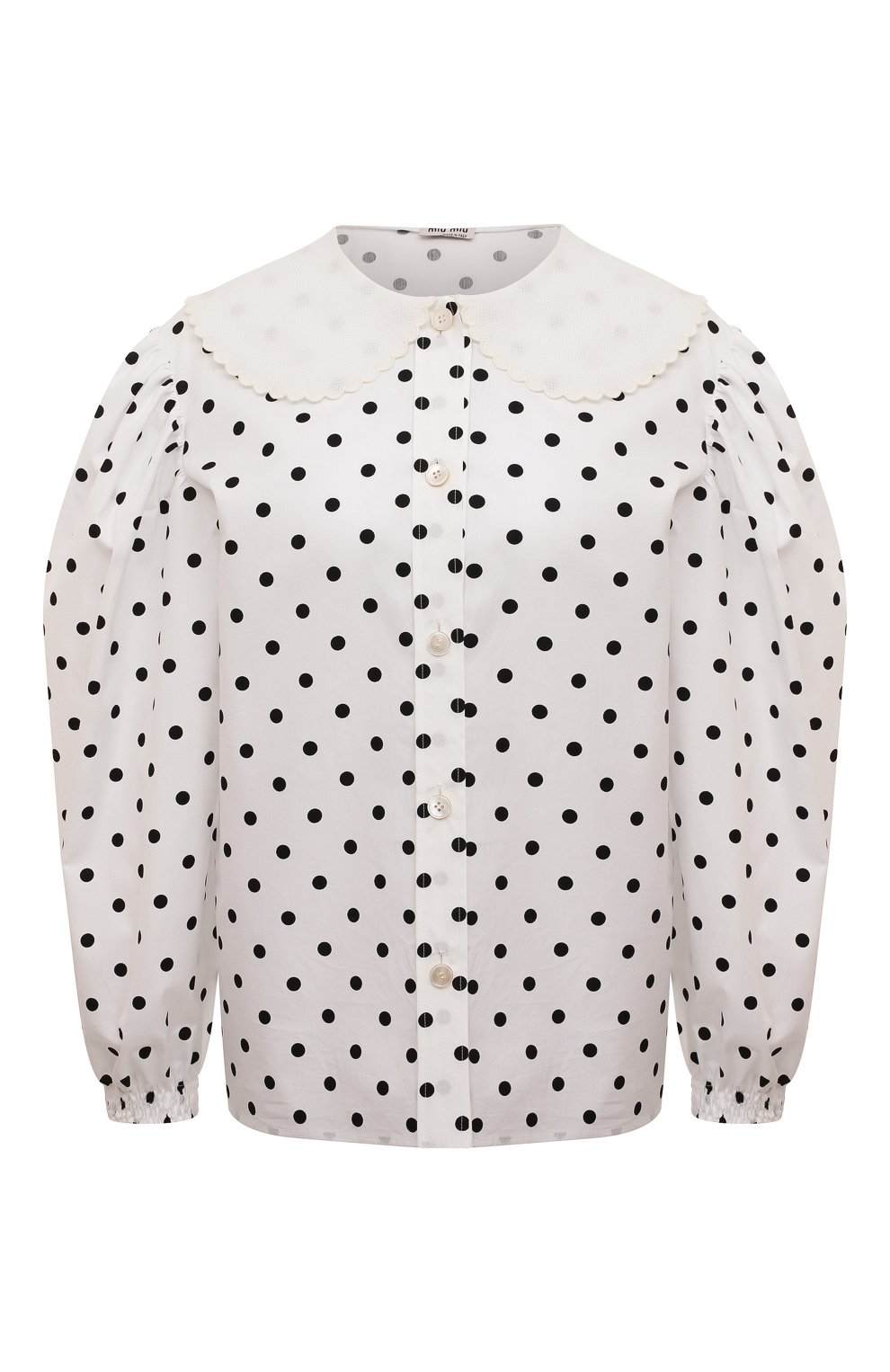 Блузы Miu Miu, Хлопковая блузка Miu Miu, Италия, Белый, Хлопок: 100%;, 12854648  - купить