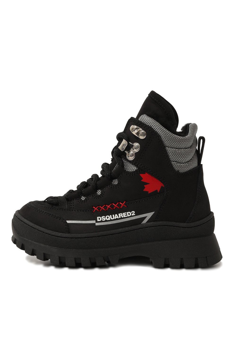 Детские кожаные ботинки DSQUARED2 черного цвета, арт. 75661/BLACK/28-35 | Фото 2 (Кросс-КТ: хайкеры; Материал сплава: Проставлено; Нос: Не проставлено; Материал внутренний: Текстиль)